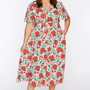Poinsettia print dress. Poinsettia, candy cane, holly A Line Dress.